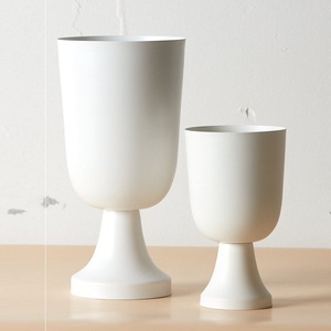 Jarrón de cáliz de Metal decorativo con revestimiento blanco, decoración de mesa de oficina, florero de acero inoxidable para decoración de Navidad - Product Image 6