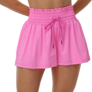 Jupes-short de yoga d'été pour femmes avec logo personnalisé gratuit, intégrant un short de sport, pour le golf et le tennis, en Spandex/Polyester, imprimées par transfert thermique - Product Image 6