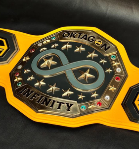 เข็มขัดมวยปล้ำหนังแท้หนา8มม. แบบพรีเมี่ยมเข็มขัดแชมป์เฮฟวี่เวทออกแบบโลโก้ด้านหน้าชุดศิลปะการต่อสู้ - Product Image 1