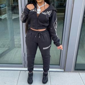 Ensemble de survêtement évasé unisexe à logo personnalisé ensemble de survêtement hommes femmes sweat-shirt en coton zippé pull-over sweat à capuche survêtements vierges - Product Image 5