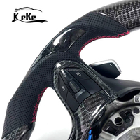 Volant à fond plat en fibre de carbone avec cuir perforé noir pour BMW I8 2014 2020 Remplacement compatible OEM