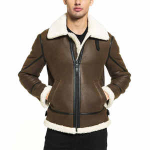 Wholesale Best Supplier Custom OEM Design <b>Men</b> <b>Shearling</b> Leather <b>Jacket</b> High Quality Casual Wear Bulk Quantity - Product Image 1
