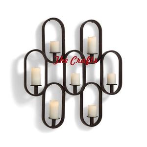 Porte-bougie mural en fer noir, design unique, porte-bougie décoratif avec cheminée en verre, best-seller - Product Image 4