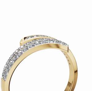 แหวนเพชรโมอิสสีทองทรงหกเหลี่ยมสำหรับผู้หญิง - Product Image 3