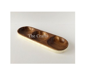 Assiette à chocolat à quatre cloisons pour table et ustensiles de cuisine Assiette à fruits secs en bois de taille personnalisée à bas prix - Product Image 6