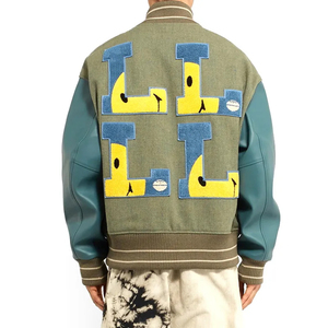 Chaqueta Universitaria de Talla Grande para Hombre con Logotipo Bordado, Chaqueta Bomber de Invierno Cálida, Servicio OEM, Tejido Transpirable de Lana de Oveja - Product Image 2