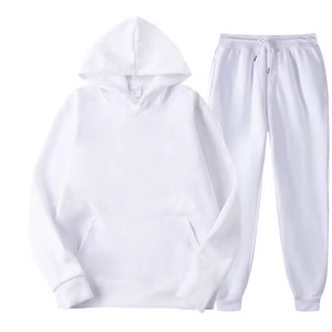 Ensemble de survêtement décontracté à manches longues, sweat-shirt à capuche, pantalon de jogging, imprimé uni, respirant, taille élastique, 100% coton molleton - Product Image 3