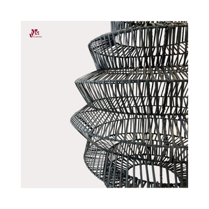 Moderno personalizado redondo ratán sombra decoración del hogar LED colgante candelabros cuerda natural tejido luces de techo hecho en Vietnam - Product Image 2