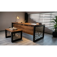 Nouvelle Arrivée - Ensemble de Bureau Exécutif Moderne en Mélamine Découpée au Laser à Motifs Géométriques Seljuk, Durable, pour Usage Commercial et Corporatif