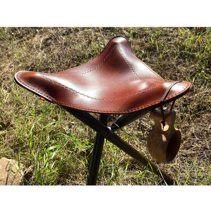 Chaises de pêche trépied en cuir personnalisées tabouret de camping en bois de nouveau style chaud sièges en cuir confortables pour la chasse - Product Image 4
