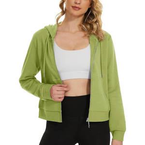 Sweat-shirt à capuche personnalisé pour femme, veste en polaire, automne hiver, chaud, 1/2 fermeture éclair, haut court à capuche pour femme - Product Image 3