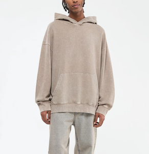 Servicio de OEM personalizado de gran tamaño pesado de algodón de los hombres de lavado ácido personalizado marrón Sudadera con capucha oferta al por mayor tendencia 2024 calidad - Product Image 3