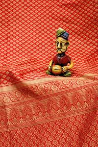 Puur Zware Zijden Stof Sari Origineel Goud Weven Met Zware Weefwerk Lopende Blouse Mooie Kleur