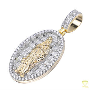 Hip Hop religioso VVS laboratorio cultivado declaración joyería Baguette corte colgante rodio plateado cristiano joyería regalo - Product Image 2