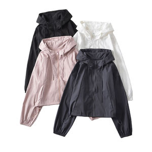 Sudaderas con cremallera para mujer Chaqueta recortada Chaqueta con cordón Sudaderas Casual Top de manga larga - Product Image 1