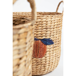 Cesta de almacenamiento de algas marinas de Amazon, cesta de lavandería de jacinto de agua tejida con cuentas de algodón de fibra vegetal Natural, plegable - Product Image 6