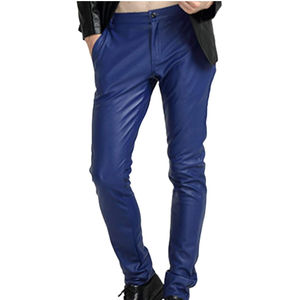 Pantalon en cuir respirant de couleur bleu uni, coupe ajustée, de haute qualité, pour la chasse en plein air, les voyages, pantalon en cuir ajusté pour homme, à vendre - Product Image 6