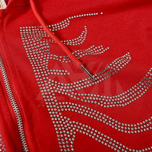Sweat à capuche personnalisé OEM avec strass, design streetwear en cristal, fabricant en gros - Product Image 5