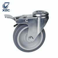 Roue pivotante en polyuréthane de 1,5 pouce (50 mm), petite roue à roulement à billes en PU avec frein