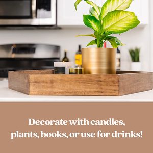 Bandeja de madera rústica decorativa geométrica hexagonal de alta calidad, bandeja de servicio de diseño Vintage, platos de centro de mesa para bebidas - Product Image 4