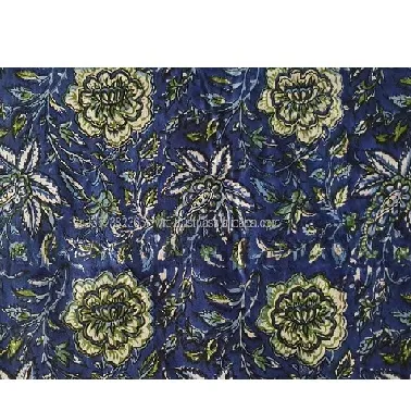 Высококачественная индийская 100% чистая хлопковая ткань традиционного дизайна с принтом, Красивая цветная ткань, голубая вуаль