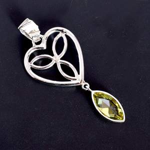 Pendentif en argent sterling massif 925 Quartz citron naturel pierres précieuses plaqué or bijoux de créateur avec sertissage de lunette en diamant - Product Image 2