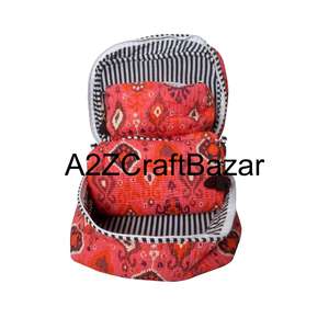 Sac de toilette imprimé à la main en gros pour femmes, pochette cosmétique, imprimé à la main, pochette de maquillage pour les voyages et le set de toilette de mariée - Product Image 4