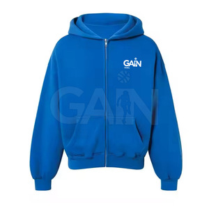 Respirant coton mélangé à la mode hommes fermeture éclair sweats à capuche rue mode tenue décontracté hommes fermeture éclair sweats à capuche - Product Image 1