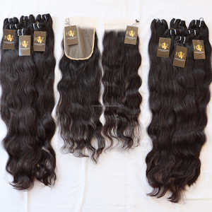 Tissage en lot naturel tissé avec Closure Transparent suisse Hd 13x4 avec Lace Frontal Closure avec Temple indien brut - Product Image 1