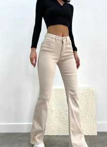 Pantalones cargo de algodón de pierna ancha rectos informales de cintura alta para mujer europea, pantalones vaqueros holgados personalizados con bolsillos y agujeros, ropa de calle al por mayor - Product Image 2