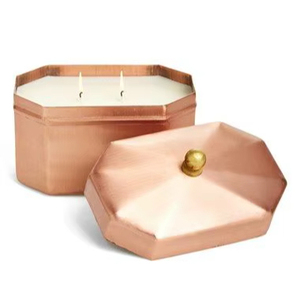 Tarro de vela de cera de metal compacto con forma elegante para dormitorios y decoraciones de espacio personal relajantes - Product Image 1