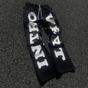 Pantalon de survêtement ample vintage à jambe droite, taille ajustable, style streetwear, avec applique de lettres rétro personnalisée 2025 - Product Image 6