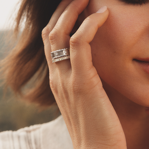 Exquisite 925 <b>Silver</b> Wide <b>Band</b> Statement Ring Marquise Moissanite Diamond Floral Leaf Design Women's <b>Wedding</b> Anniversary Gift - Product Image 5