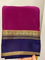 Sari en fausse fourrure brodée, bordures riches, tissé à la main, luxe, style vintage, avec tissage Zari complexe, idéal pour les mariages