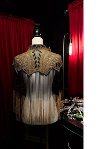 Exports ODM Handmade Sequin Design Adult Party Wrap with Long <b>Fringes</b> and Fancy <b>Beaded</b> Polyester for Club Wear - Product Image 2