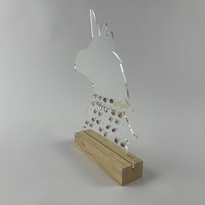 Présentoir de boucles d'oreilles élégant en forme de cheval et de Noël 2025 | Présentoir de bijoux mixtes en acrylique et bois de conception supérieure - Product Image 1