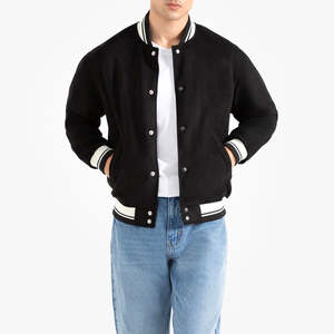 Veste de baseball en molleton de coton personnalisée pour hommes en gros, veste de basket-ball en molleton vierge, veste universitaire - Product Image 2