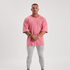 Camisetas rosas de gran tamaño Vintage con lavado ácido personalizado para hombre, ropa de calle 100% de algodón, estampado gráfico de talla grande de microfibra, ropa con timbre - Product Image 4