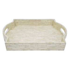 Plateau de service en bois carré fait à la main avec incrustation de nacre prix de gros d'usine de taille personnalisée - Product Image 5