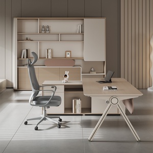 Wooden Executive <b>Desk</b> With Box Drawer Storage Heavy Duty Boss Office Table Panel Base Manager <b>Workstation</b> Easy Assembly - Product Image 4