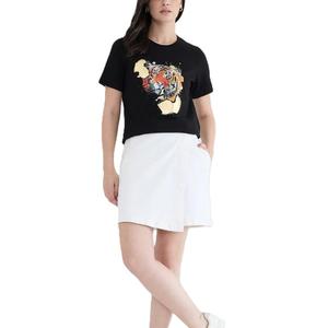 T-shirt en jersey 100 % coton pour femme, nouveau, à manches courtes, décontracté, respirant, imprimé, motif uni, teint, compressé, pour l'été - Product Image 6