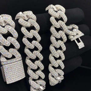 D'VINS JEWELS Cuban Chain Bracelet 20mm 10K <b>Solid</b> Rose <b>Gold</b> Iced Diamond Unisex Hip Hop Style 16 Inch - Product Image 2