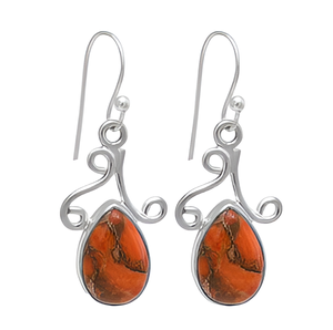 ต่างหูเงินลูกแพร์อัญมณีทองแดงสีส้ม925เครื่องประดับต่างหูเงินสเตอร์ลิงต่างหูแฟชั่นคลาสสิกสำหรับผู้หญิง - Product Image 5