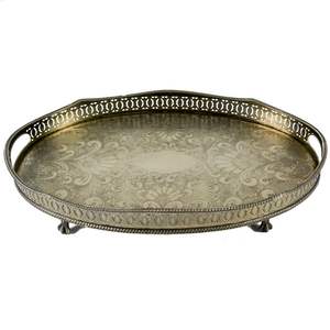 Bandeja de Servicio de Metal con Acabado Dorado y Cristal, Decoración de Mesa para Bodas y Fiestas, Vajilla, Bandeja de Servicio de Alimentos, Estilo Único - Product Image 6