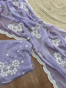 Saree de travail en fil de soie organza doux de créateur par Fab Zone - Product Image 3