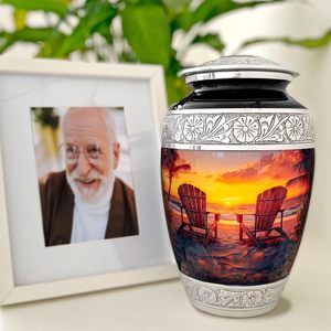 Beach <b>Urn</b> Designer Cremation <b>Urn</b> for Adult Ashes Metal Aluminium <b>Large</b> Size Funeral <b>Urns</b> Wholesale Supplies - Product Image 5