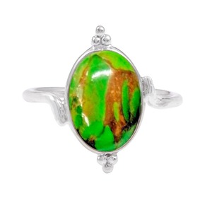 925 Sterling Silver Women's Green Copper <b>Turquoise</b> <b>Rings</b> Handmade Wedding and Party Jewelry - Product Image 2