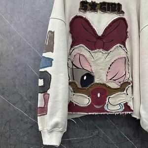 Custom Oversized <b>Winter</b> Sweatshirt for <b>Women</b> Cartoon Embroidery Thick Fleece-Lined Long Sleeve <b>Top</b> - Product Image 2