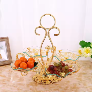 ถาดโลหะทะเลทรายสีทองหรูหราวินเทจสำหรับผลไม้แห้งของตกแต่งบ้านเป็นชั้นๆและเสิร์ฟอาหารในงานปาร์ตี้ตะกร้าโลหะ - Product Image 3