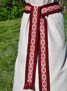 Cinturón Ucraniano Tejido Borgoña, Cinturón Étnico Kraika, Regalo Tradicional Ucraniano - Product Image 2